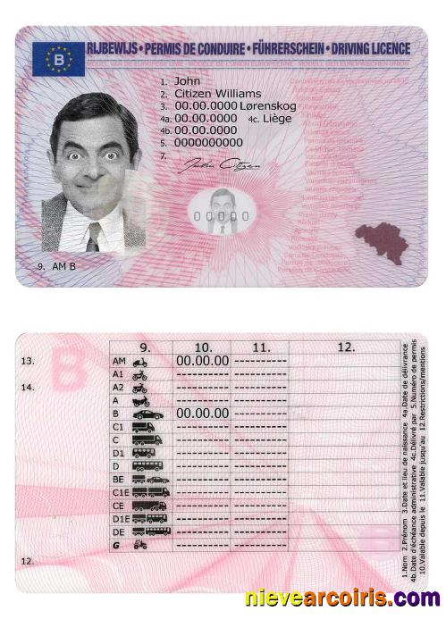 Belgium driving license,version 2